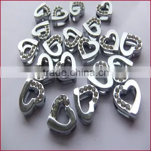 Special Price 10mm Half Rhinestone Heart Slide Charms for Pet Collar thumbnail-4