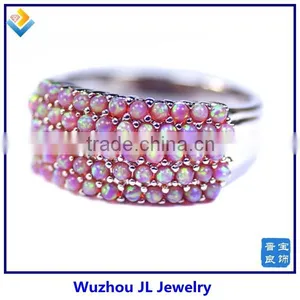2014 Fashion Style Pink Opal Beads Silver Ring thumbnail-1