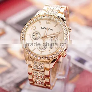 Diamond Geneva Watches Women Stainless Steel Quartz Watch Military Crystal Gold Watches Relogio Feminino Montre Femme thumbnail-3