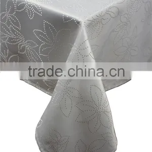 Hot Sale 100% Polyester White Jacquard Polyester Tablecloth thumbnail-1