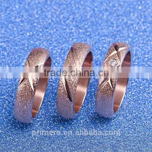 Hot Sale Jewelry Matte Texture 18k Rose Gold Plated Stainless Steel Single Stone Ring Designs thumbnail-3