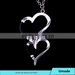 Hot New Products Heart to Heart Pendant Necklace Silver Simple Double Heart Necklace for the Elderly thumbnail-2