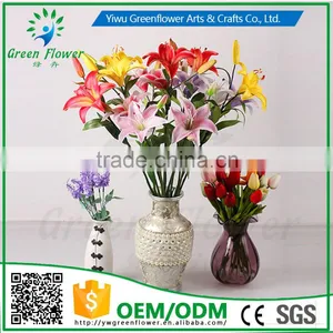 2016 Wholesale Multicolor Latex Artificial PU Flowers Lily Real Touch Bouquet Wedding Bridal Decor Display Flower thumbnail-5