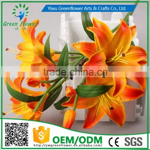 2016 Wholesale 5 Heads Multicolor Artificial Flowers Lily Real Touch Bouquet Wedding Bridal Home Declarative Flowers thumbnail-1