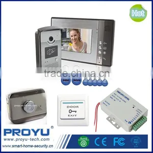 Apartments 7" Monitor Home Color Video Door Phone Intercom System Kit Support ID Card Unlock + Power Supply +Electric Control L thumbnail-1