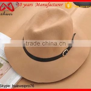 Men Khaki Woolen Felt Hat Cowboy Hat With String thumbnail-1