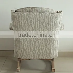 Modern Style With Variety of Fabrics Covered Wooden Armchair Fabric Rocking Chair thumbnail-4