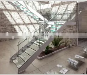 Indoor Glass Precast Staircase , Steel Straight Stairs ---YUDI thumbnail-4