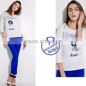 2015 China Supplier Custom Fashion Women Printed T-shirt Wholesale thumbnail-3