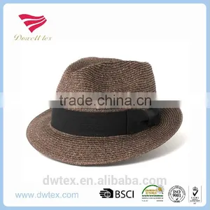 New Arrive Chocolate Color Straw 56 or 58cm Fedora Hats Wholesale thumbnail-1