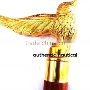 NAUTICAL BRASS BIRD HANDLE WALKING CANES-DECORATIVE WALKING CANES-DESIGNER WALKING CANES Wk1168 thumbnail-2