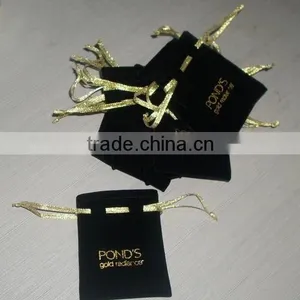 Custom Black Jewelry Gift Packing Drawstring Velvet Bag thumbnail-1