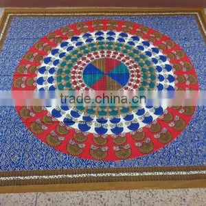 Peocock Round Mandala Multicolours Tapestry thumbnail-2