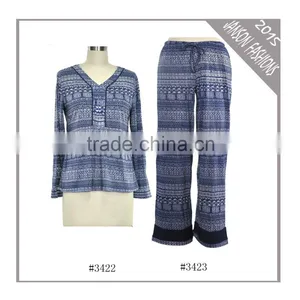 2015 Wholesale Burn-out Long Sleeve Pyjama for Women thumbnail-1
