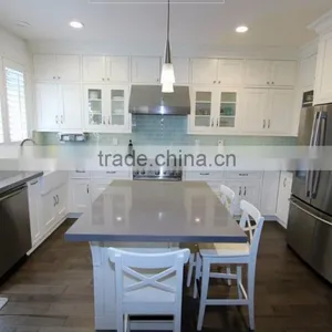 ARTIFICIAL QUARTZ STONE PURE LIGHT GREY KITCHEN COUNTER TOPS thumbnail-3