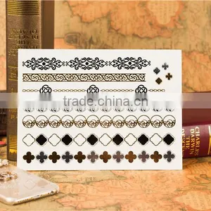 New Necklace Bracelets Tattoo Metal Silver Golden Temporary Tattoos Sticker For Adults thumbnail-6