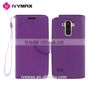 China Guangzhou Wholesale PU Leather Flip Folio Book Style Card Slots Kickstand Wallet Phone Case for LG G Stylo/ LS770/H634 thumbnail-1