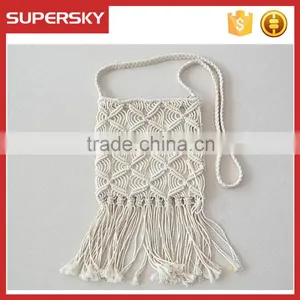 B903 Handmade Crochet Tassel White Single Shoulder Lady Bag Bohemia Beach Retro Tassel Female Bag thumbnail-1
