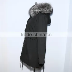 Wholesale Price Parka Jacket With Silver Fox Fur Hood and Lining for Women thumbnail-4