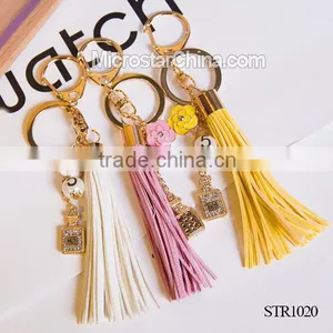 Wholesale 2016 IN STOCK Fashion Leather Grey Tassel Keychain for Multiple Keys thumbnail-2