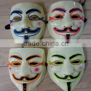 EL Wire V For Vendetta Mask / EL Light Party Mask / EL WIRE Halloween Masquerade Face Mask thumbnail-3