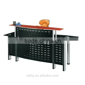 PT-P014 Tempered Glass Table Top Metal Office Reception Desk Office Furniture Office Counter Design thumbnail-1