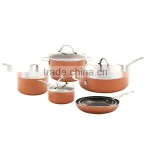 XJ-12618 Eluminum Advanced Ceramic Scratch Resistant Eco Friendly 10pcs Cookware Set thumbnail-3