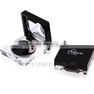 Acrylic Glass Small Capacity Custom Black Square Recyclable Compact Powder Case With Mirror thumbnail-1