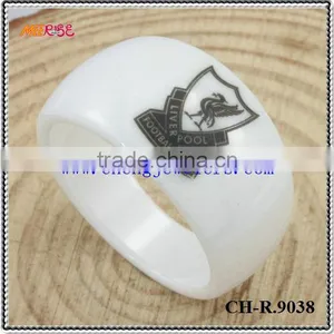 Black Pattern 12mm White Ceramic Rings thumbnail-1