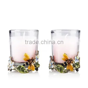 RORO Spring Unique Pewter Craft Crystal Glass Candle Holder thumbnail-1