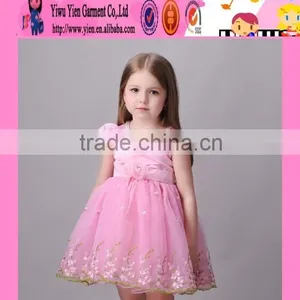 2016 New Designs Embroidered Fashion Kids Girls Dresses Princess Flower Baby Kids Party Dresses Wholesale thumbnail-1