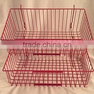 Red Wire Baskets For Grid Slatwall Pegboard thumbnail-3