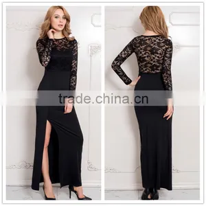 No.1 Selling L/S Split Maxi Dress Full Size Mature Women One Piece Black Dress thumbnail-1