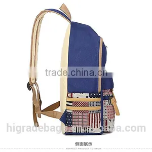 Canvas School Backpack Bag With Leather Trim thumbnail-6