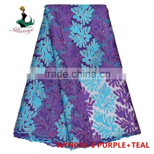 2016 Haniye Wholesale Cheap African Tulle Lace Fabrics for Wedding Dress/NYN54 thumbnail-3