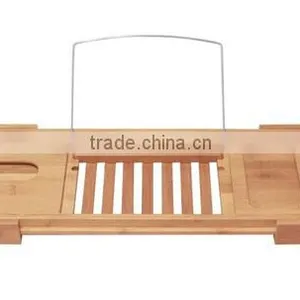 BH018 Deluxe Bamboo Bath Caddy for Bathroom thumbnail-3