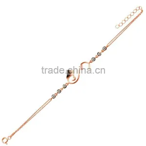 Rose Gold P. 925K Sterling Silver Infinity Love Heart Bracelet BSBL068 thumbnail-1
