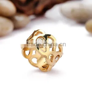 Ladies Gold Finger Engagement Titanium Fashion Ring thumbnail-3