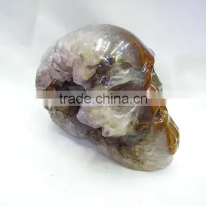 Carving Amethyst Skull With Geode in Price Sale, Amethyst for Sale Good for Art Collection thumbnail-4