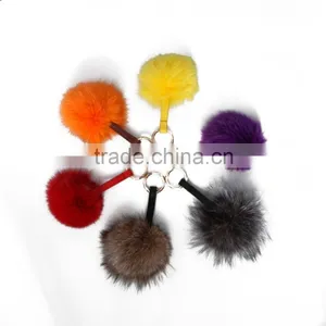 Smart Colorful Key Chain Fox Fur Pompoms thumbnail-1