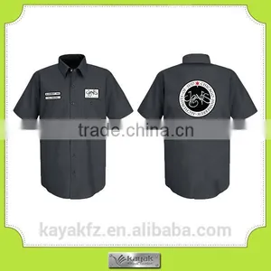 Custom Short Sleeve Cotton Grey Embroidered Women Work Shirt thumbnail-1
