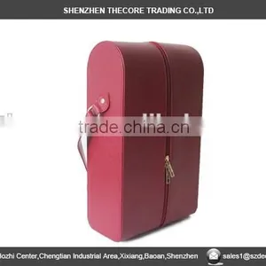 PU Leather Red Color 2 Bottles Wine Carrier, Two Bottles PU Wine Box, pu Wine Carrier thumbnail-1