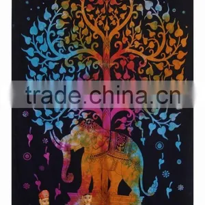 Psychedelic Tree Elephant Tapestry Tie Dye Indian Twin Bed Spread Home Decorative Wall Hanging Beach Throw Blanket China thumbnail-1