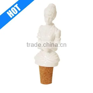 Personalized White Ceramic Cork Wine Stopper for Sale thumbnail-1