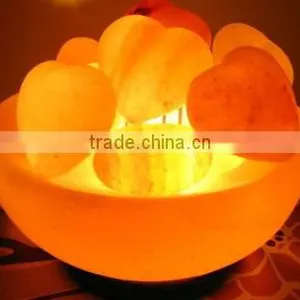 Himalayan Salt Basket of Massage Heart Stones thumbnail-1