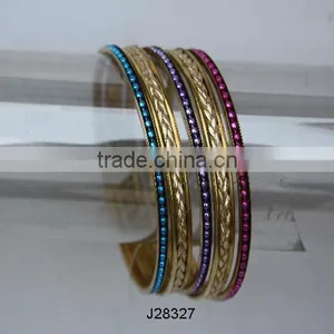 Shrinkle Mosaic Bangles on Brass Base thumbnail-1