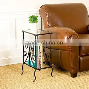 Decorative Living Room Scrolled Metal and Coffee Glass Table thumbnail-1
