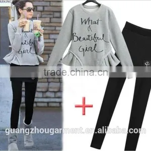 2014 Spring New Women Fleece Tracksuit Jacket And Pants Jumper Sweatshirt thumbnail-2