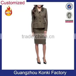 3-botton Wing Collar Herringbone Skirt Suit thumbnail-1