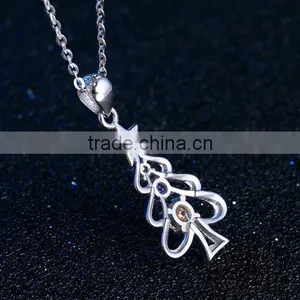 Factory Price Crystal Pendant 925 Sterling Silver Christmas Tree Pendant for Christmas Gift thumbnail-2